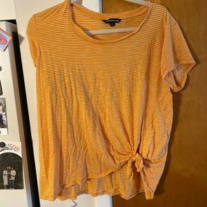 Calvin Klein shirt sleeve yellow/orange striped tee large
